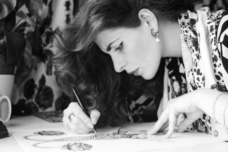woman sketching